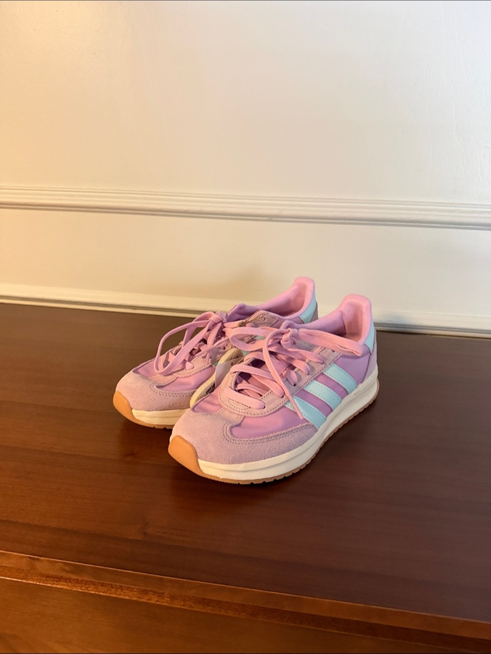 adidas cloud foam comfort Lavender and Light Blue Retro Runner Sneakers